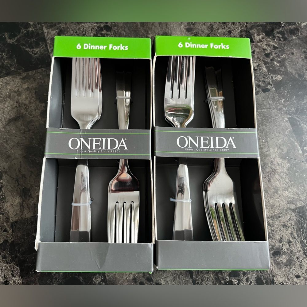 Oneida Arc Stainless Steel‎ Mirror Finish Everyday Flatware Dinner Forks 2 Sets